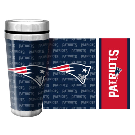 New England Patriots 16oz Full Wrap Wallpaper Travel Mug - Sports Decor