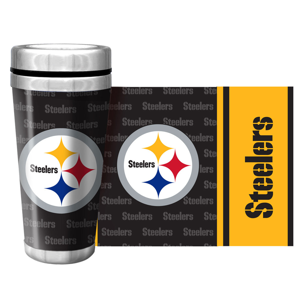 Pittsburgh Steelers 16oz Full Wrap Wallpaper Travel Mug - Sports Decor