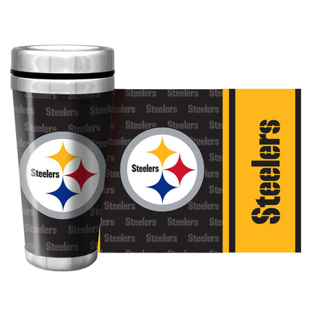 Pittsburgh Steelers 16oz Full Wrap Wallpaper Travel Mug - Sports Decor