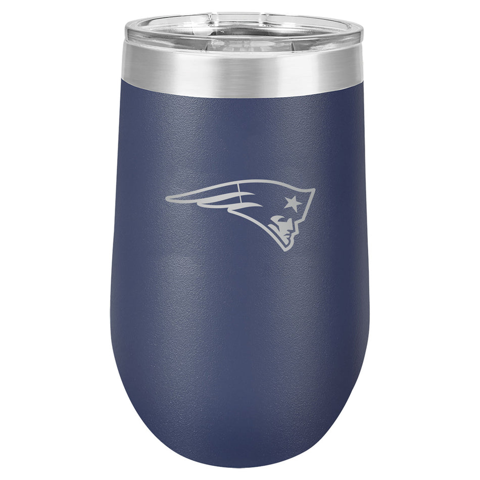 New England Patriots Wine Glass - 16oz Navy Polar Stemless