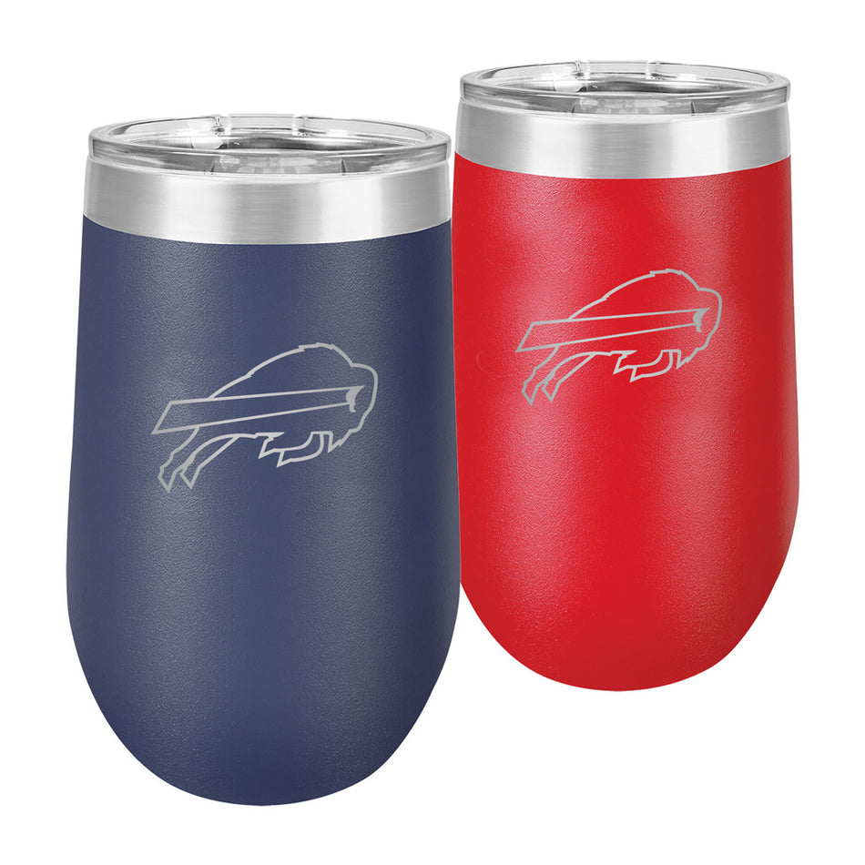 Buffalo Bills Wine Glasses - 16 oz Navy & Red Polar Stemless - 2 Pack