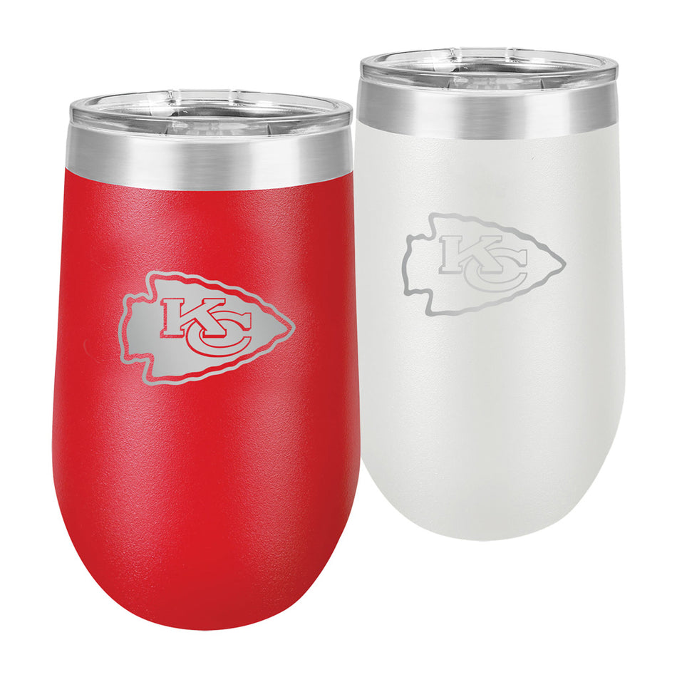 Kansas City Chiefs Wine Glasses - 2 Pack Red & White 16oz Polar Stemless