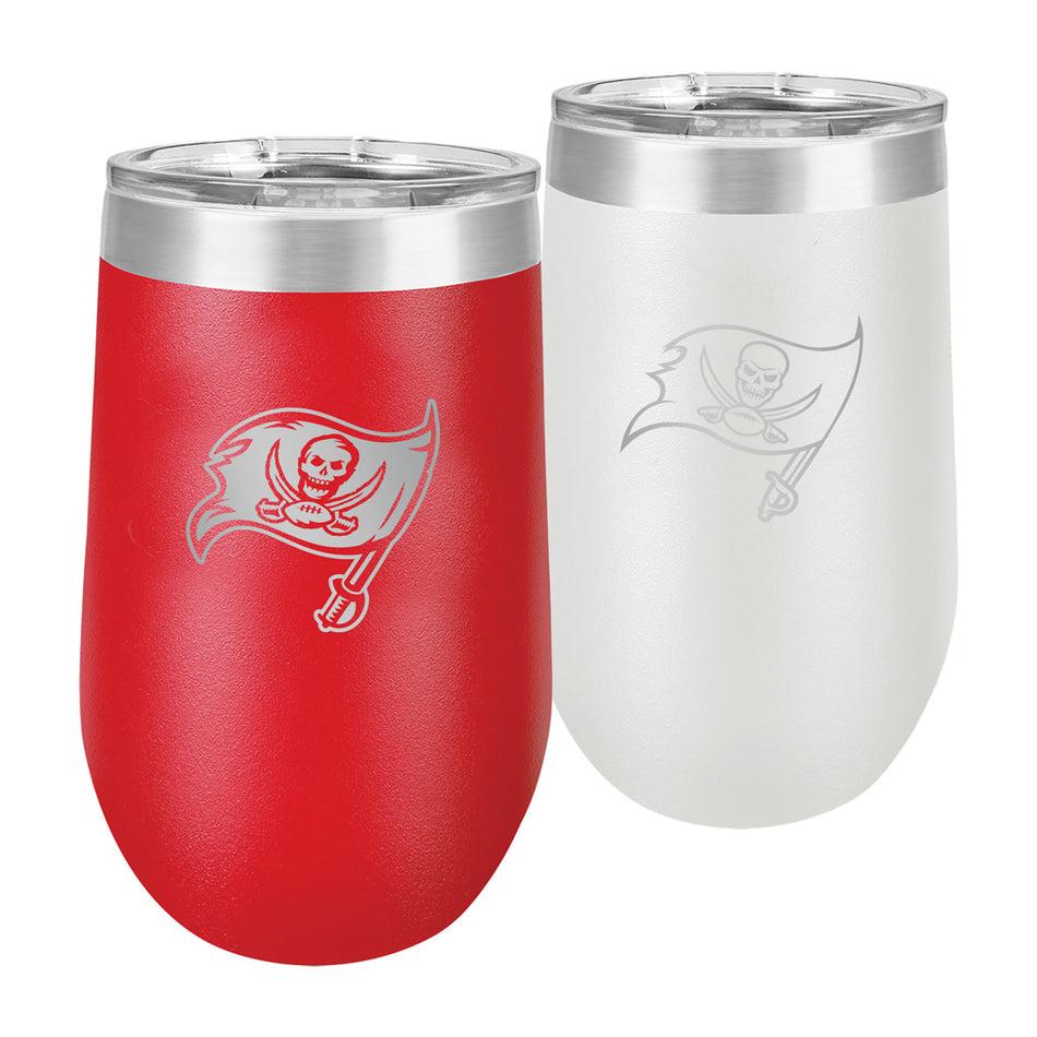 Tampa Bay Buccaneers Wine Glasses - 2 Pack Red & White 16oz Polar Stemless