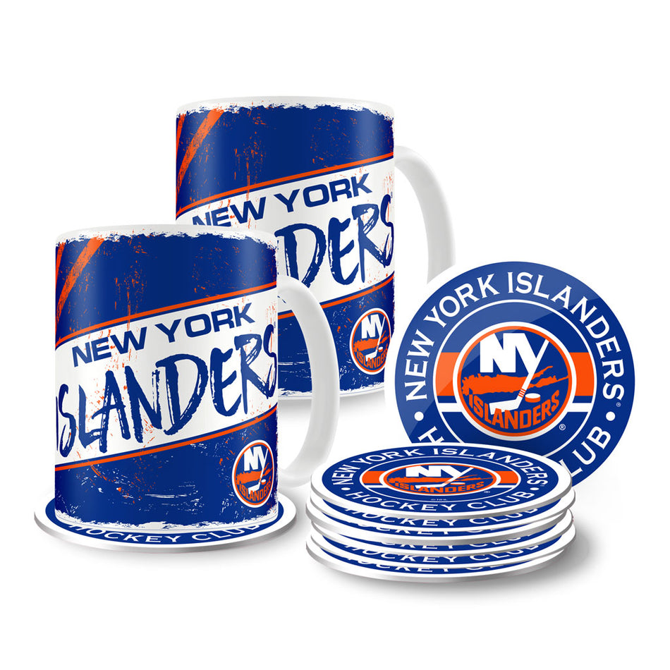 New York Islanders Mug & Coaster Set - 2 Pack 15oz Mugs | 8 Pack Coasters