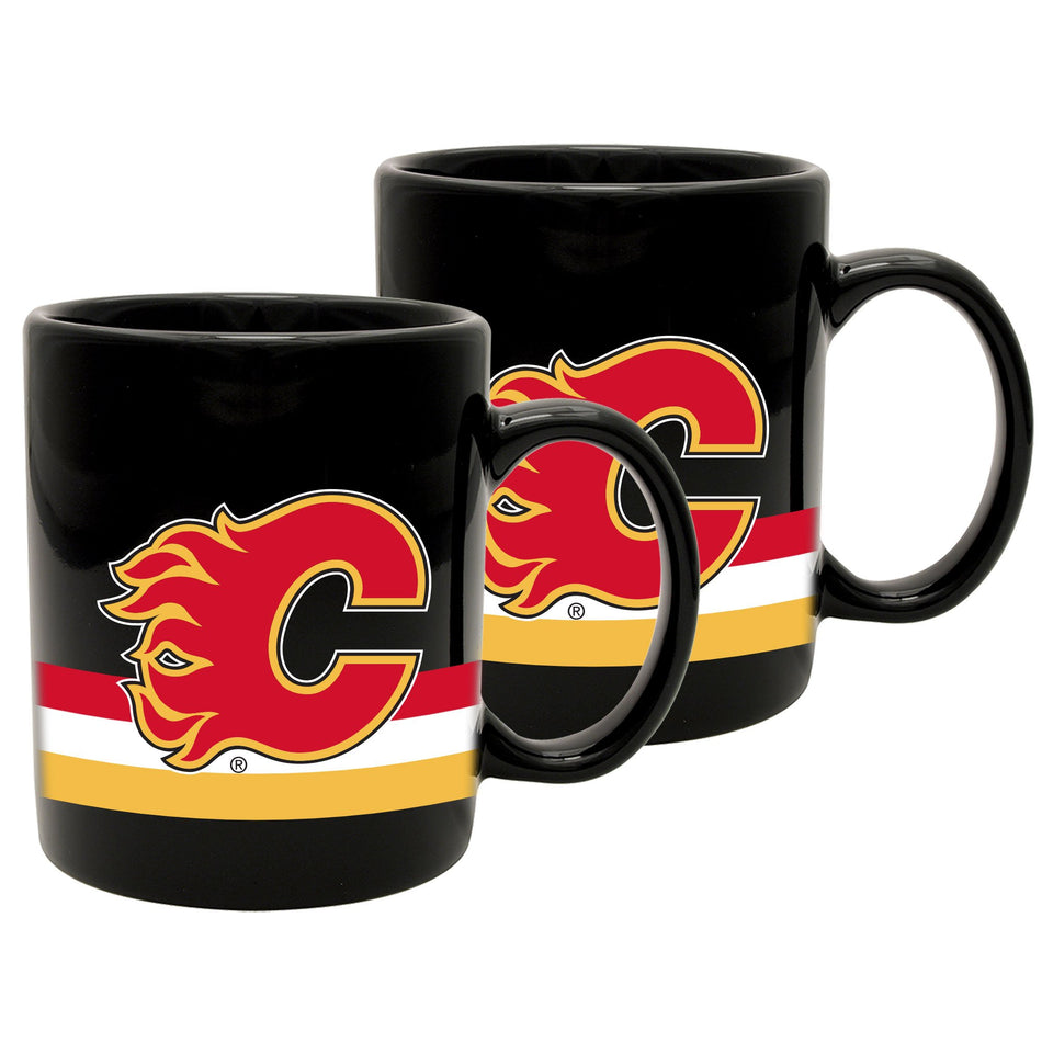 Calgary Flames Mug Set - Striped Ceramic