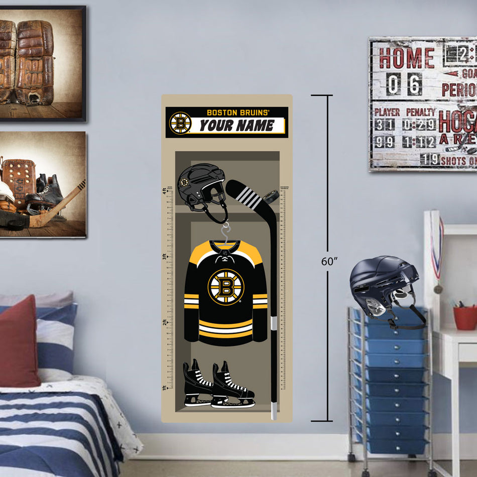 Boston Bruins Repositionable Locker Growth Chart - Personalized