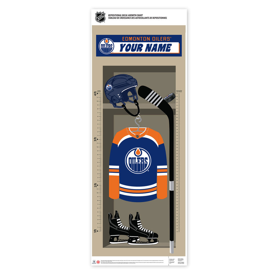 Edmonton Oilers Wall Decal | Personalized Locker Growth Chart 24" x 60"