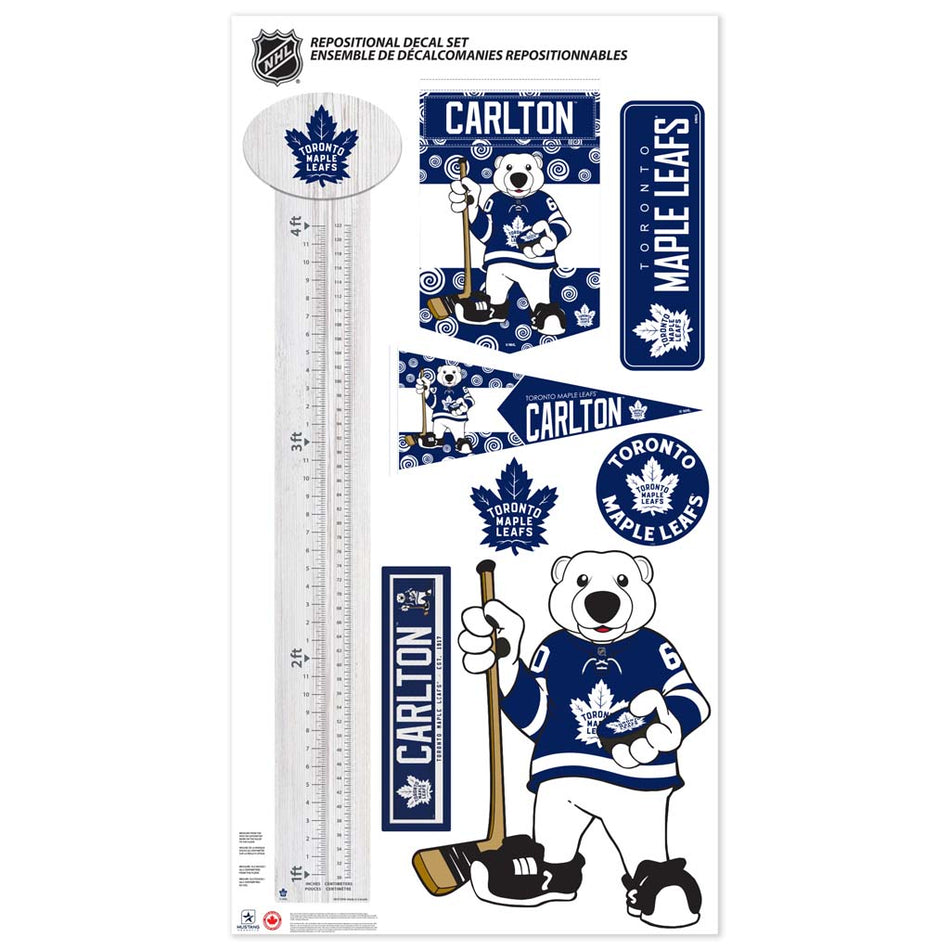 Toronto Maple Leafs Decals-Repositionable Carlton the Bear Mascot Set