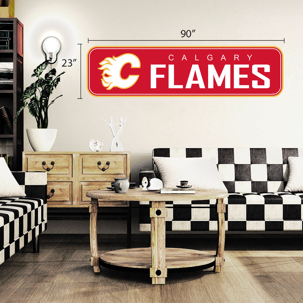 Calgary Flames - 90x23 Team Repositional Wall Decal - Long Design - Sports Decor