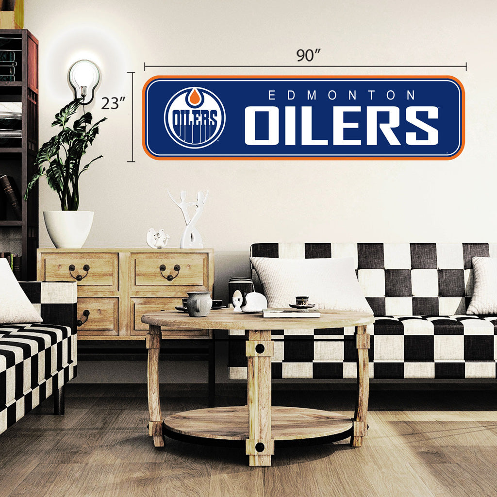 Edmonton Oilers - 90x23 Team Repositional Wall Decal - Long Design - Sports Decor