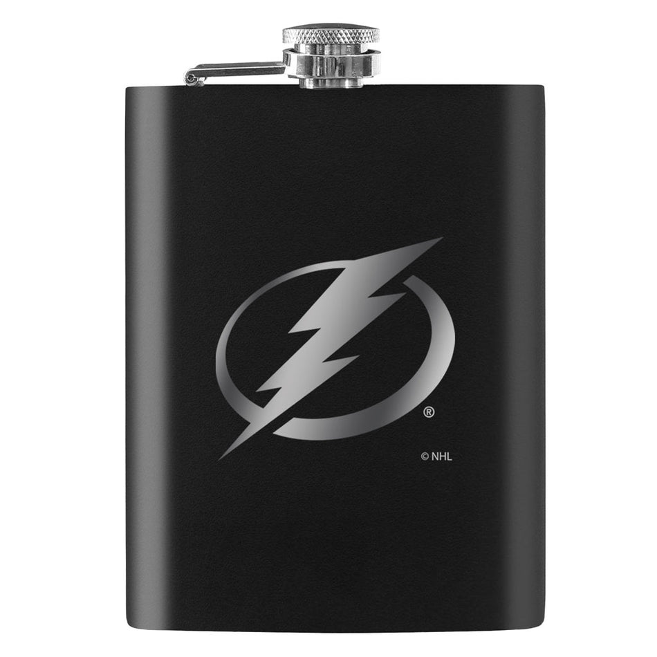 Tampa Bay Lightning Flask - Black 8 oz. Laser-Etched