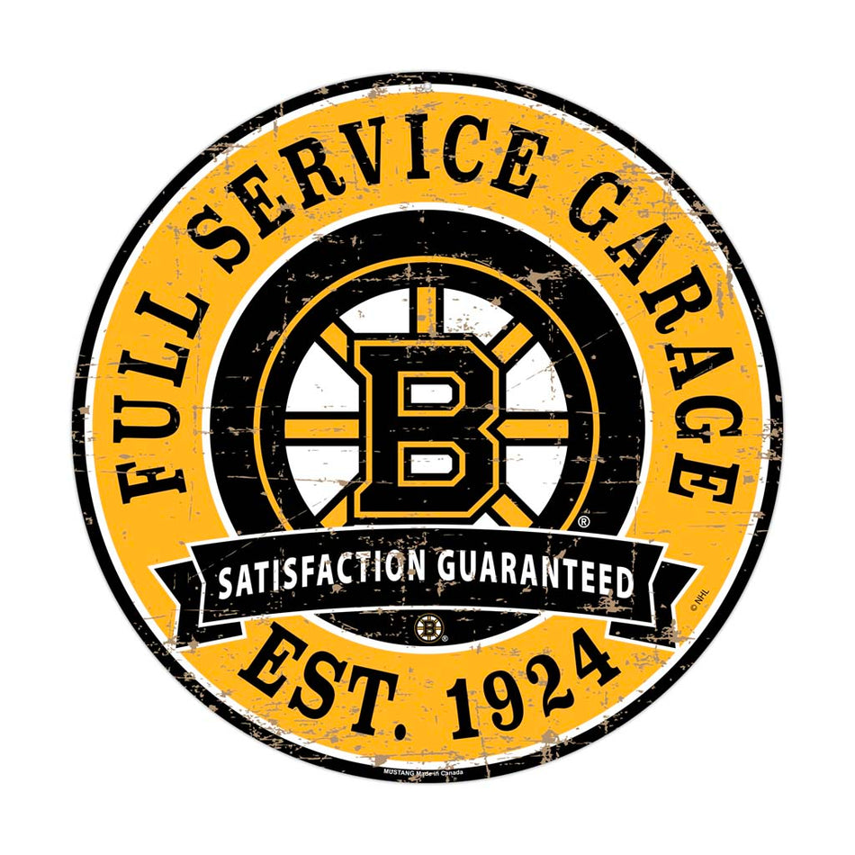 Boston Bruins Wall Sign - 22" Round Distressed Garage Sign