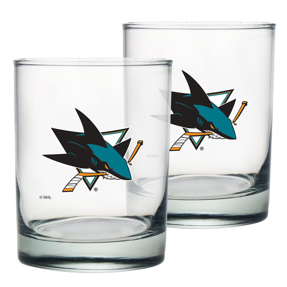 San Jose Sharks 2pk Rocks Glass Set