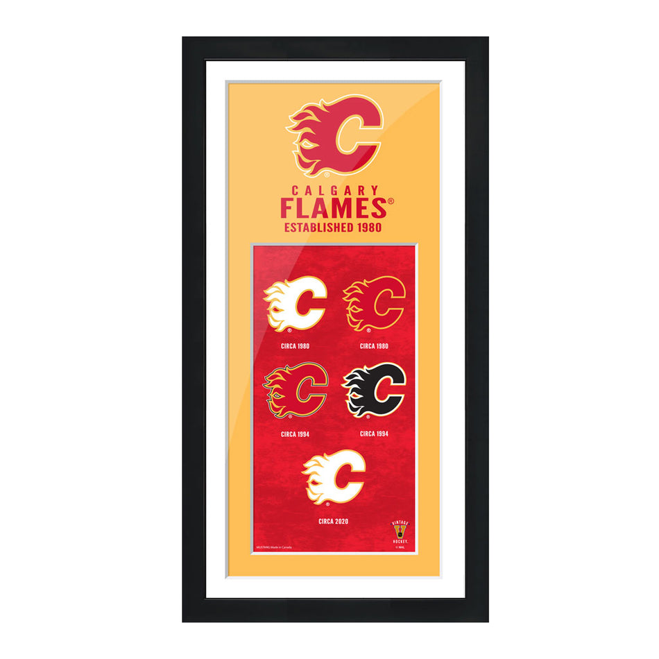 Calgary Flames Frame - 6" x 12" Logos to History