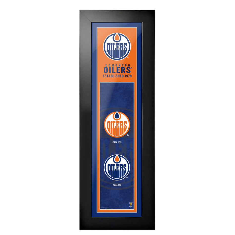 Edmonton Oilers Wall Art | Logos to History Frame 6" x 22"