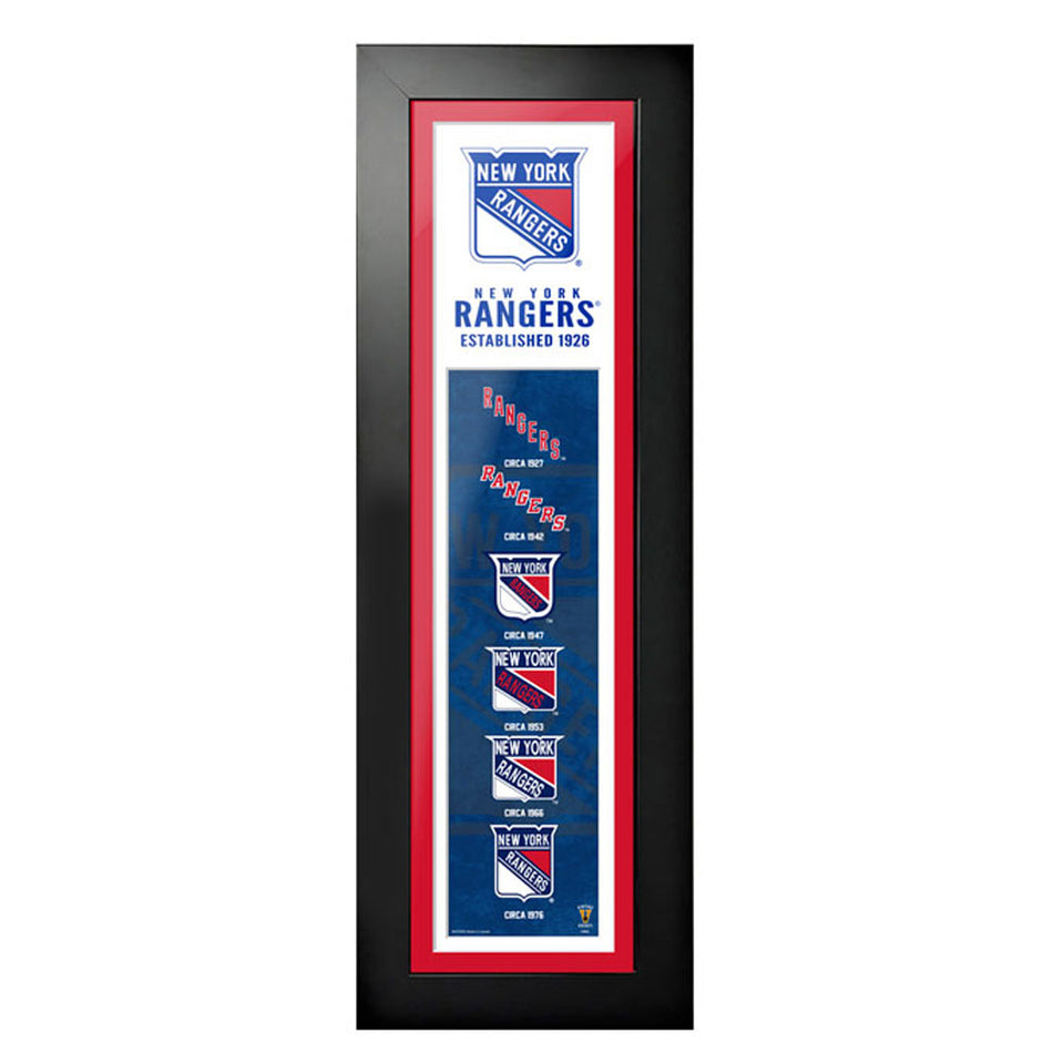 New York Rangers 6"x22"  Logos to History Framed Art