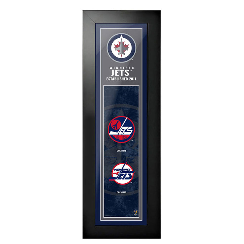 Winnipeg Jets 6"x22"  Logos to History Framed Art