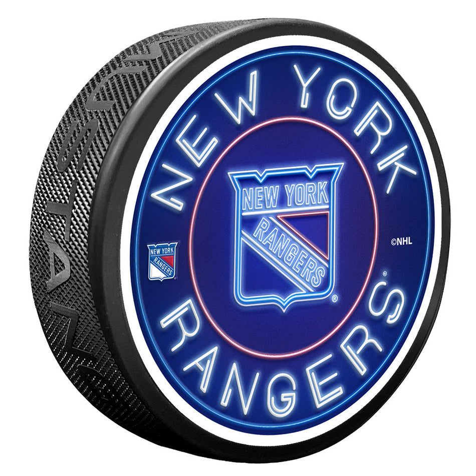 New York Rangers Puck - Neon