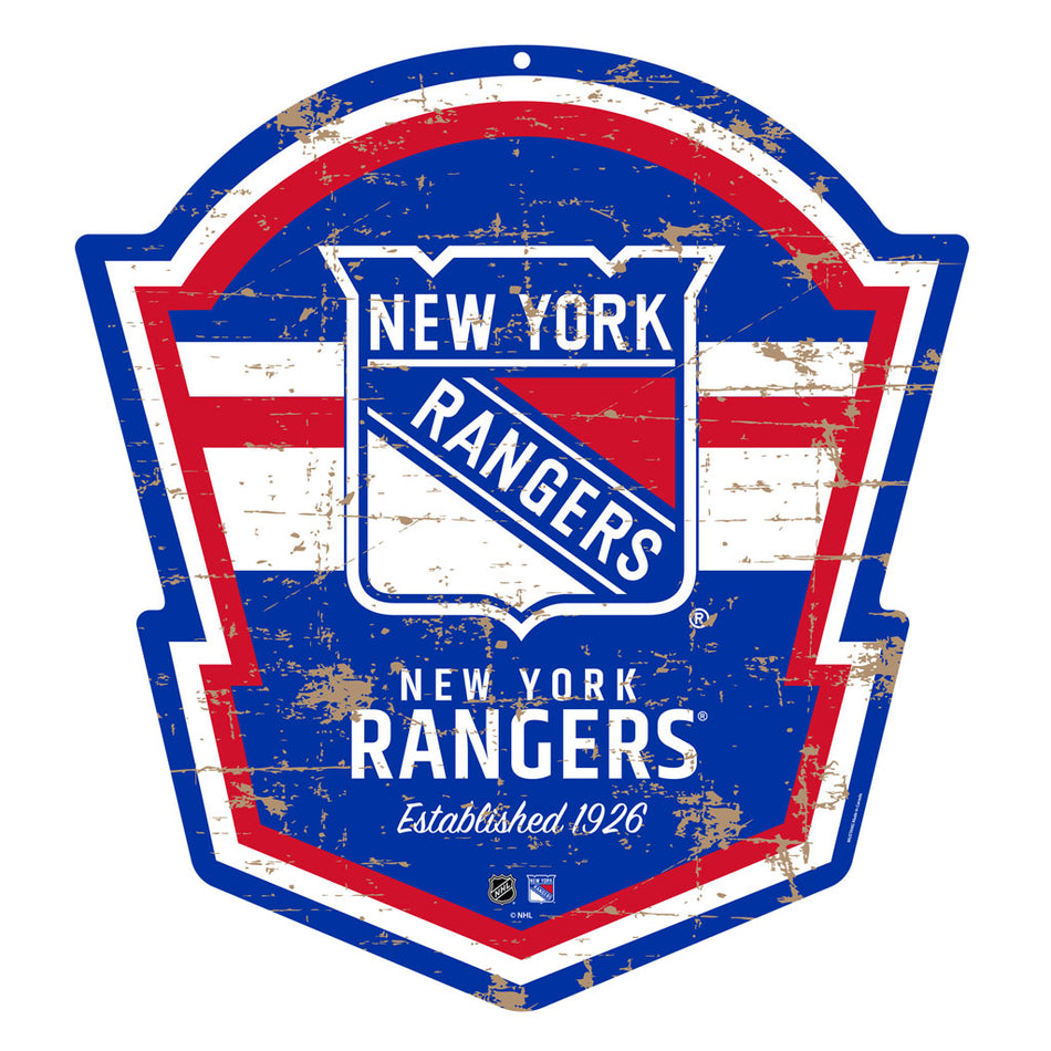 New York Rangers 22" PVC Distressed Shield
