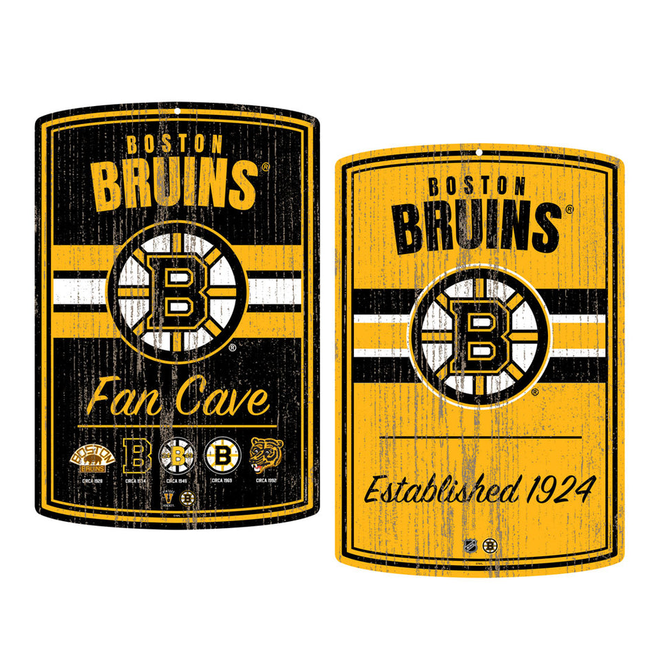 Boston Bruins Wall Sign - 16" x 23" 2 Pack Established Faux Wood