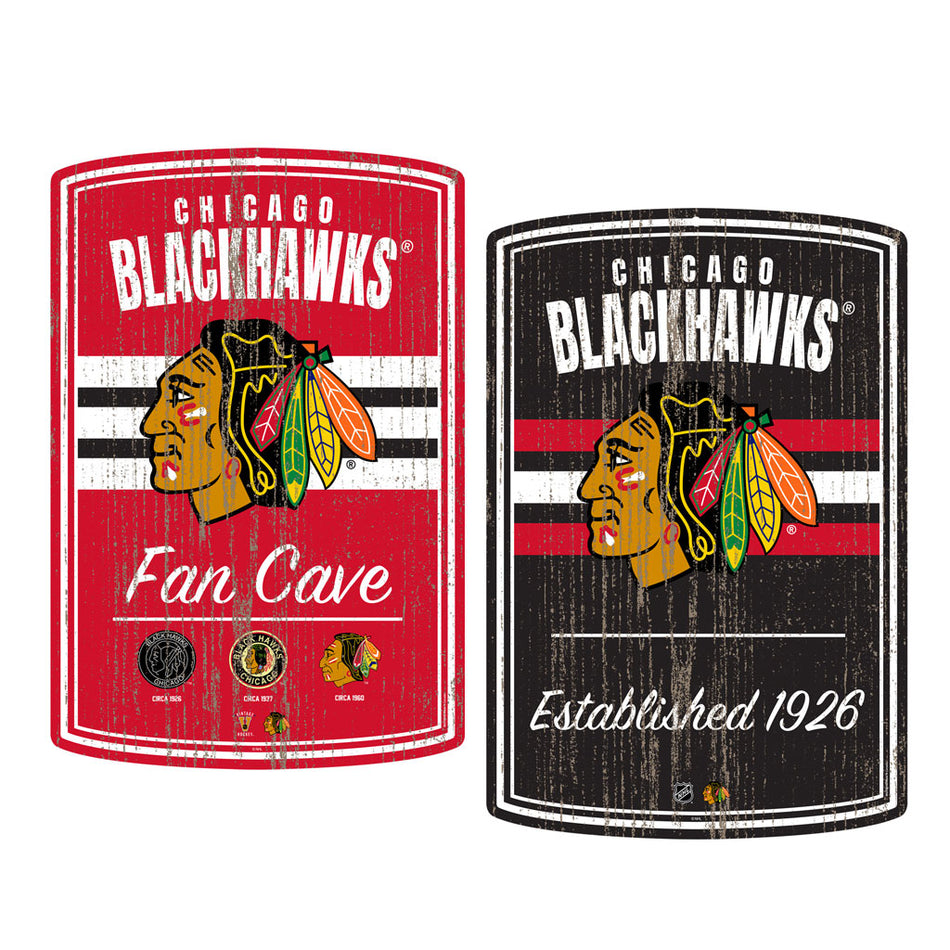 Chicago Blackhawks Wall Signs - 16" x 23" 2 pack Established Faux Wood
