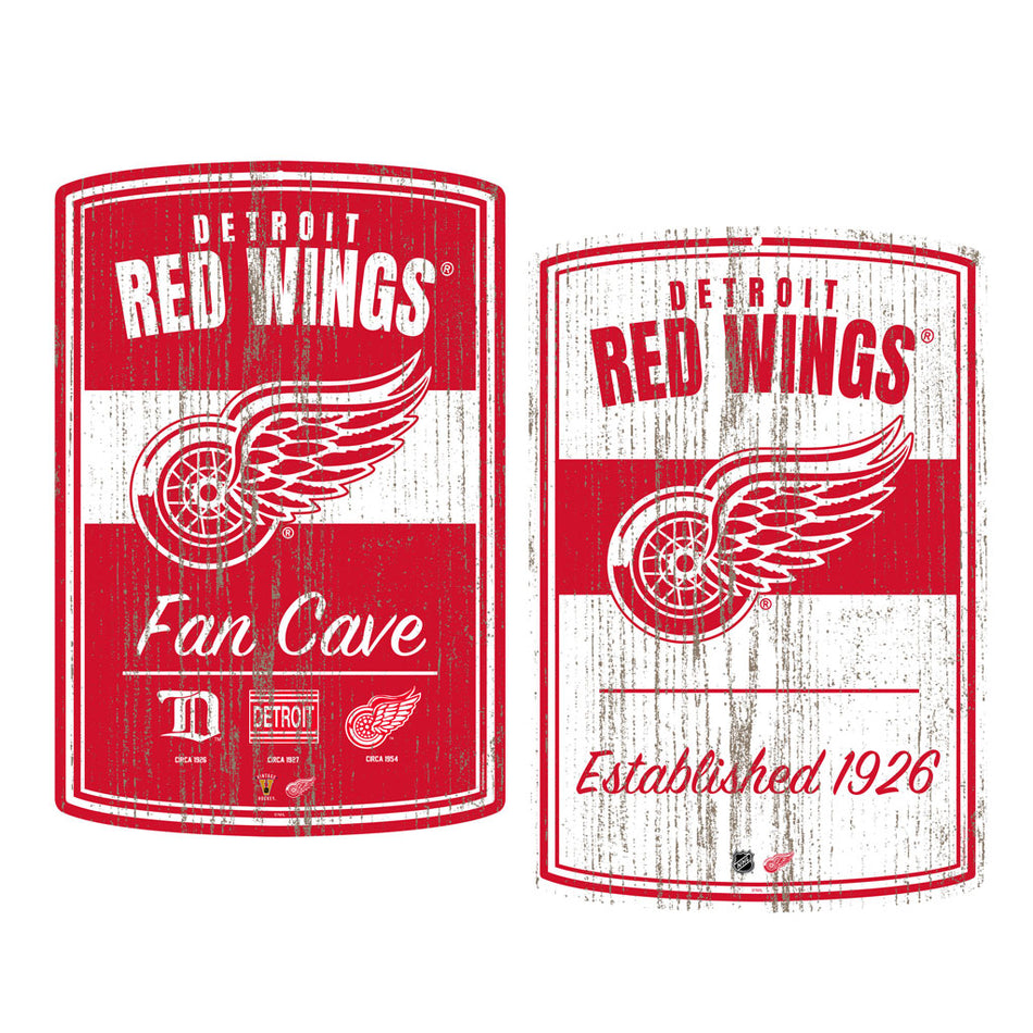 Detroit Red Wings Wall Signs - 16" x 23" 2 pack Established Faux Wood