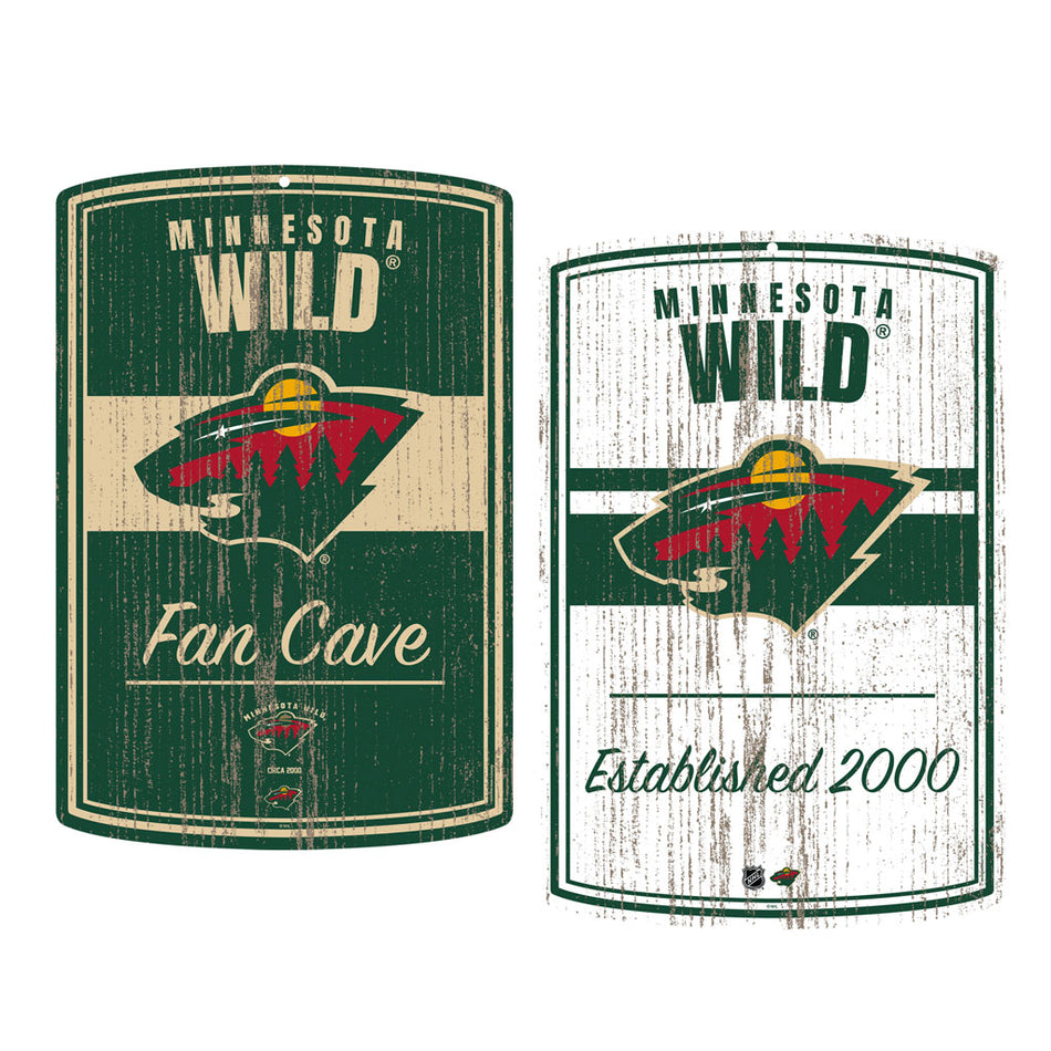 Minnesota Wild Wall Signs - 16" x 23" 2 pack Established Faux Wood