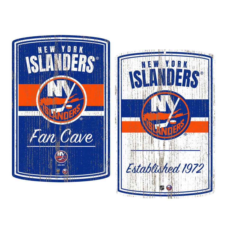 New York Islanders 16x23 2 pack Established Faux Wood Wall Signs