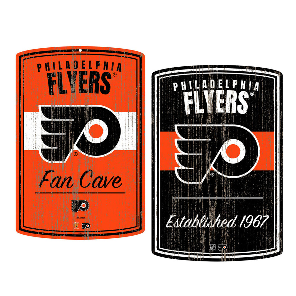 Philadelphia Flyers 16x23 2 pack Established Faux Wood Wall Signs