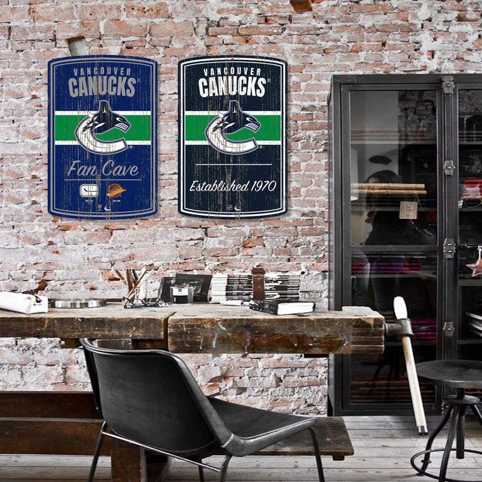 Vancouver Canucks 16x23 2 pack Established Faux Wood Wall Signs