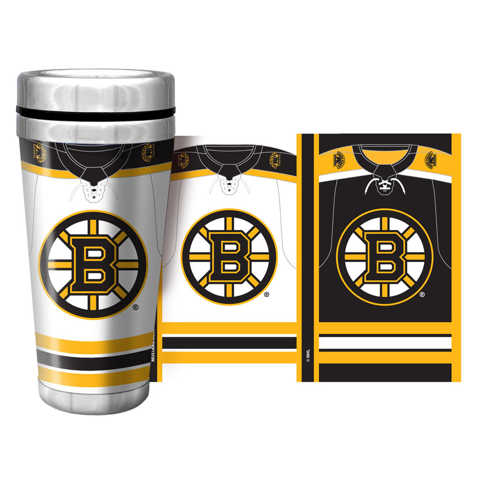 Boston Bruins Travel Mug - 16 oz. Full Wrap Jersey