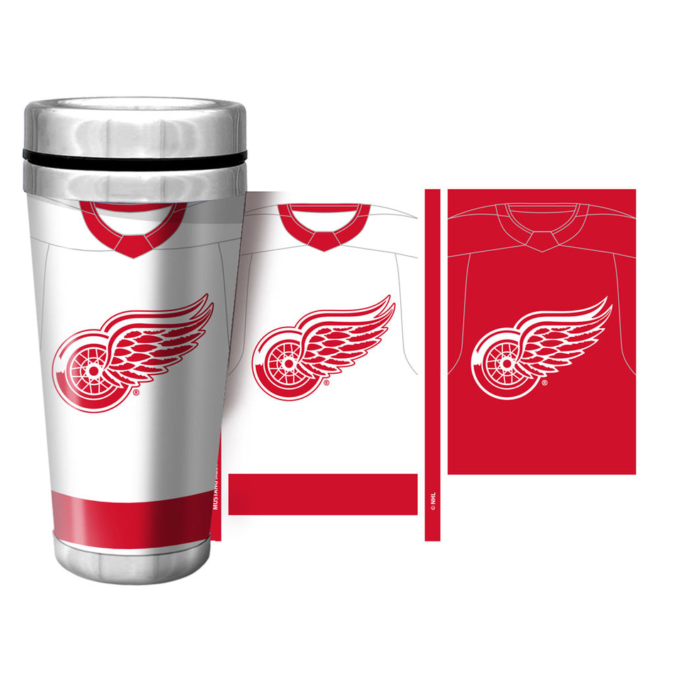 Detroit Red Wings Travel Mug - 16 oz. Full Wrap Jersey