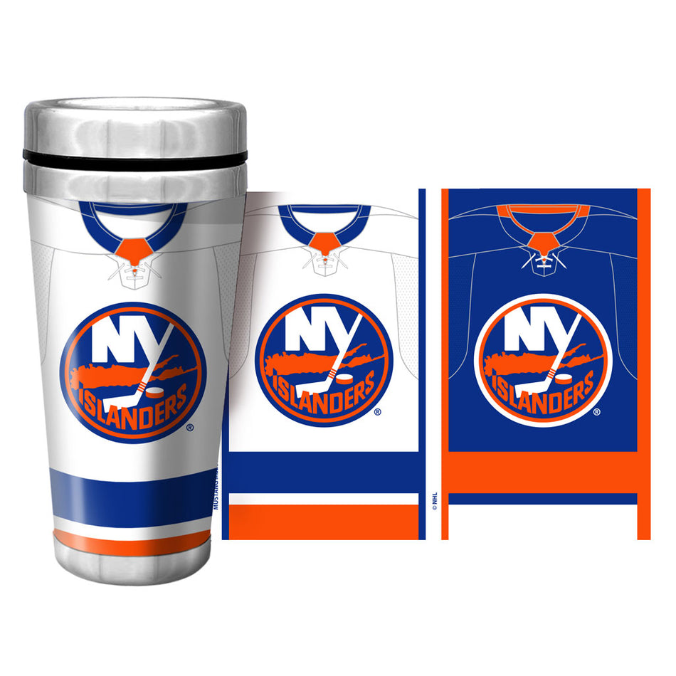 New York Islanders Travel Mug - 16 oz. Full Wrap Jersey