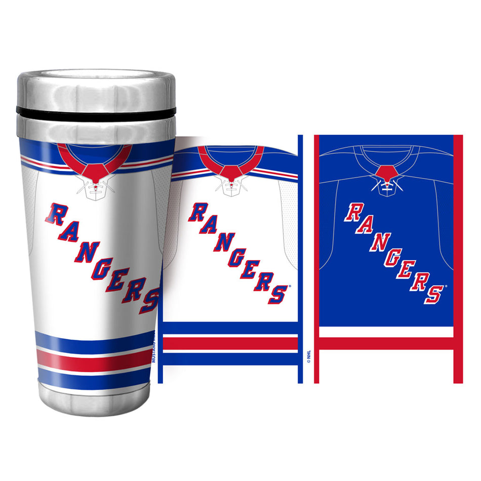 New York Rangers Travel Mug - 16 oz. Full Wrap Jersey