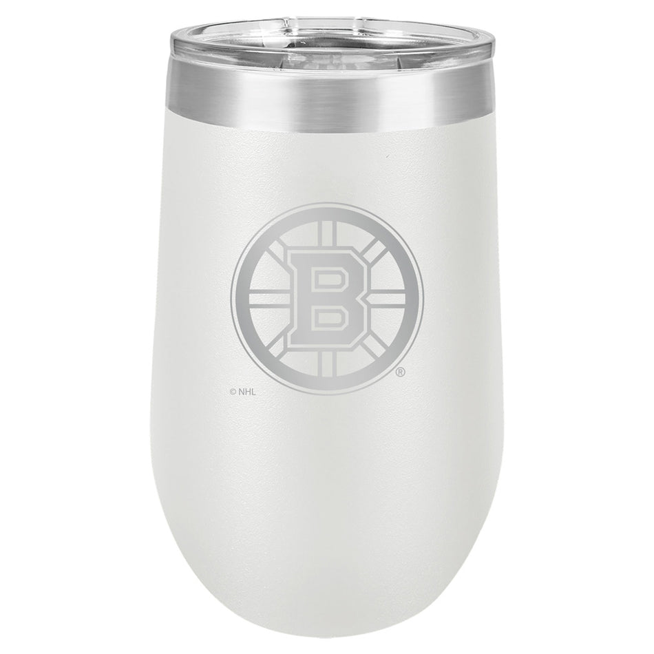 Boston Bruins Wine Glass - 16oz White Polar Stemless