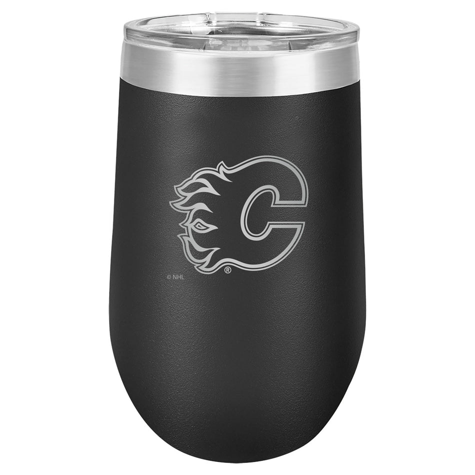 Calgary Flames Wine Glass - 16oz Black Polar Stemless