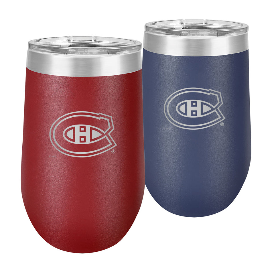 Montreal Canadiens Wine Glasses - 2 Pack Red & Navy 16oz Polar Stemless