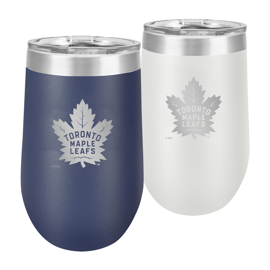 Toronto Maple Leafs Wine Glasses - 2 Pack Navy & White 16oz Polar Stemless
