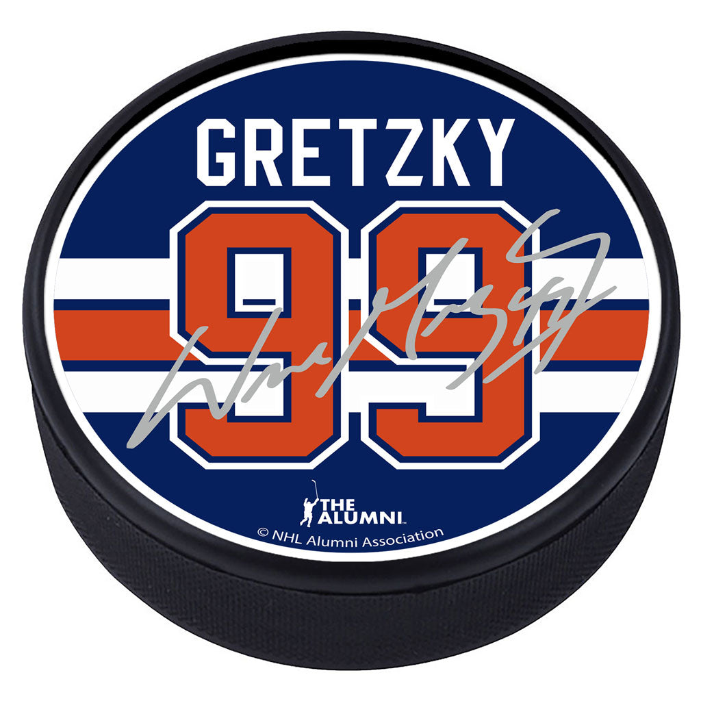 Edmonton Oilers™ W. Gretzky Souvenir Player Puck with Replica Signature - Sports Decor