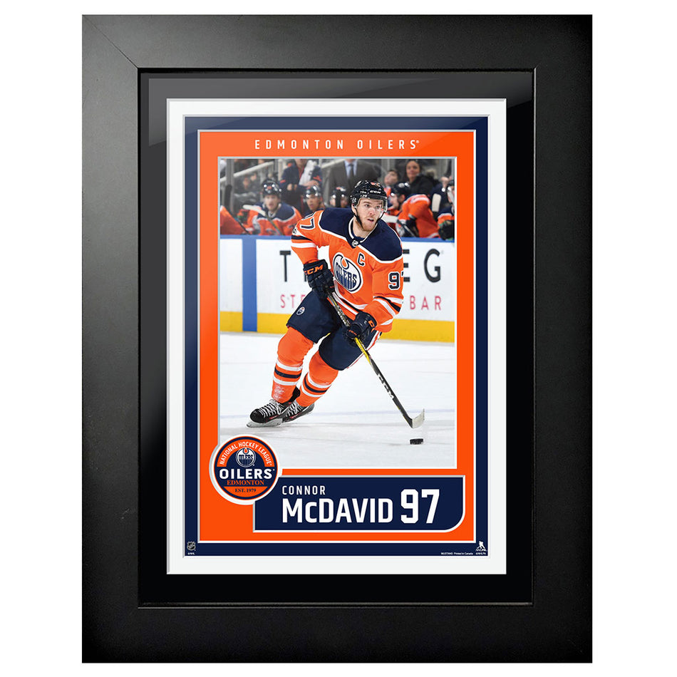 Edmonton Oilers Wall Art | Connor McDavid Away Jersey Block Frame 12" x 16"