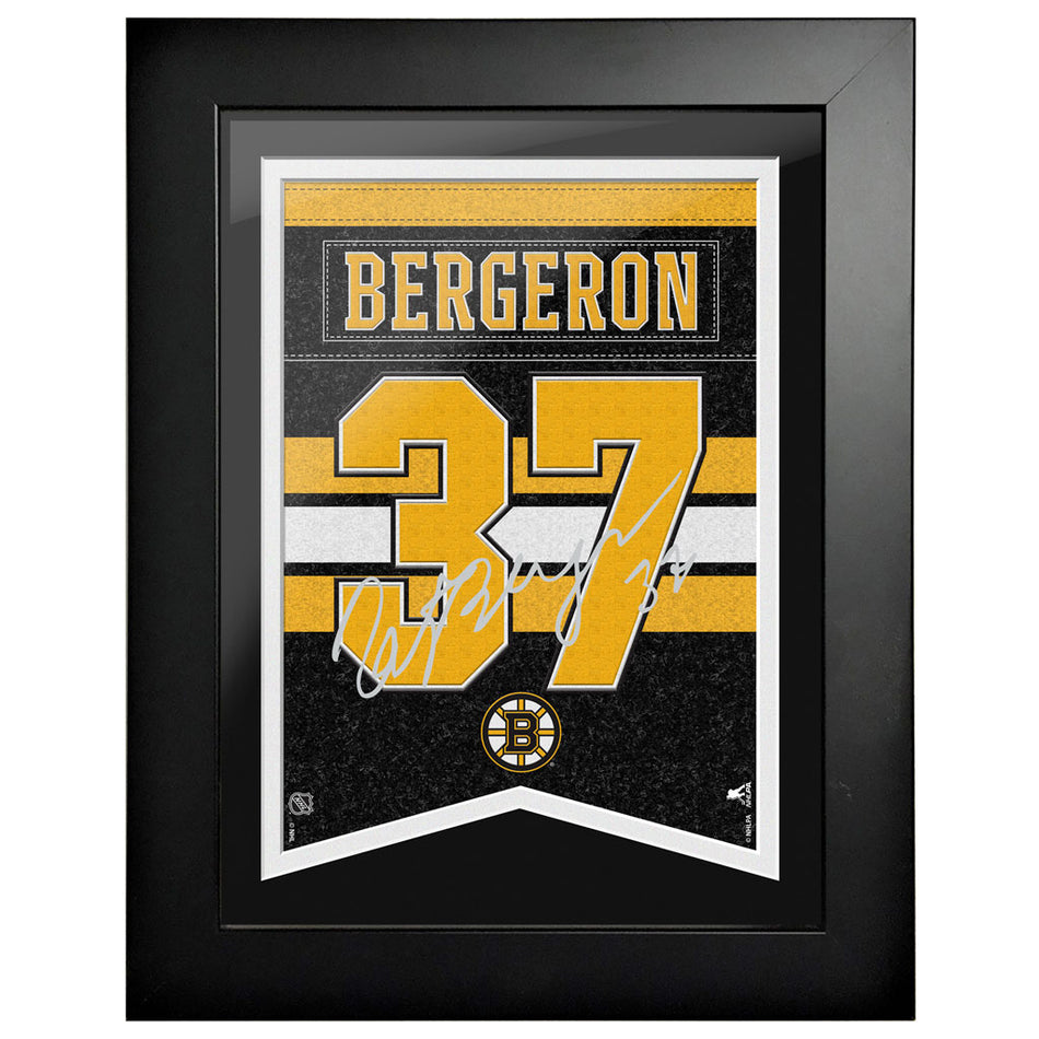 Boston Bruins Bergeron 12x16 Framed Player Number with Replica Autograph