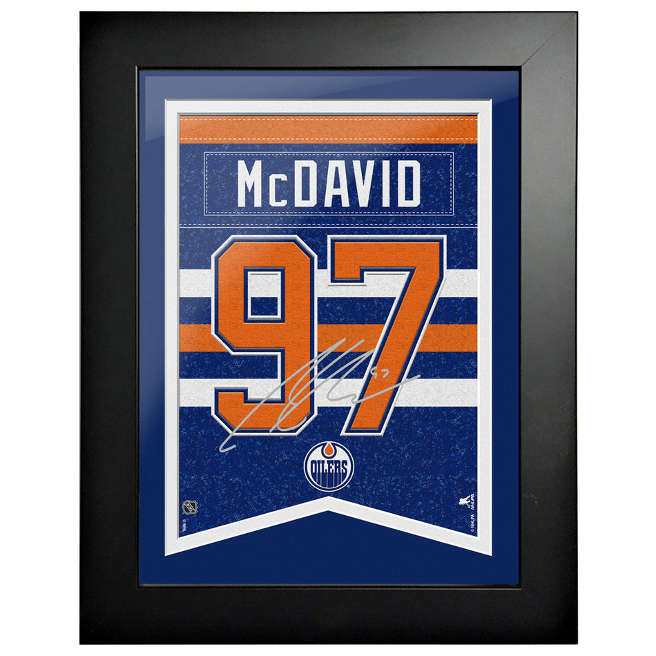 Edmonton Oilers McDavid Framed Player Number with Replica Autograph