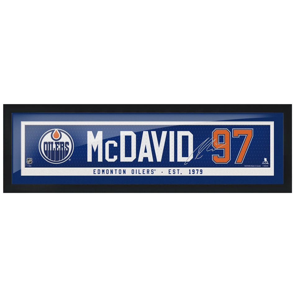 Edmonton Oilers Framed McDavid Player Name Bar with Replica Autograph