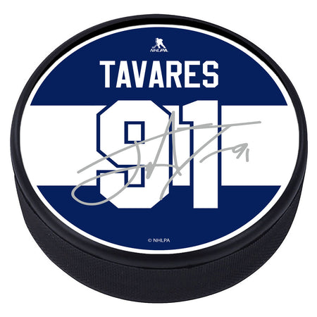 Toronto Maple Leafs Player Textured Puck with Replica Signature - J. Tavares - Sports Decor