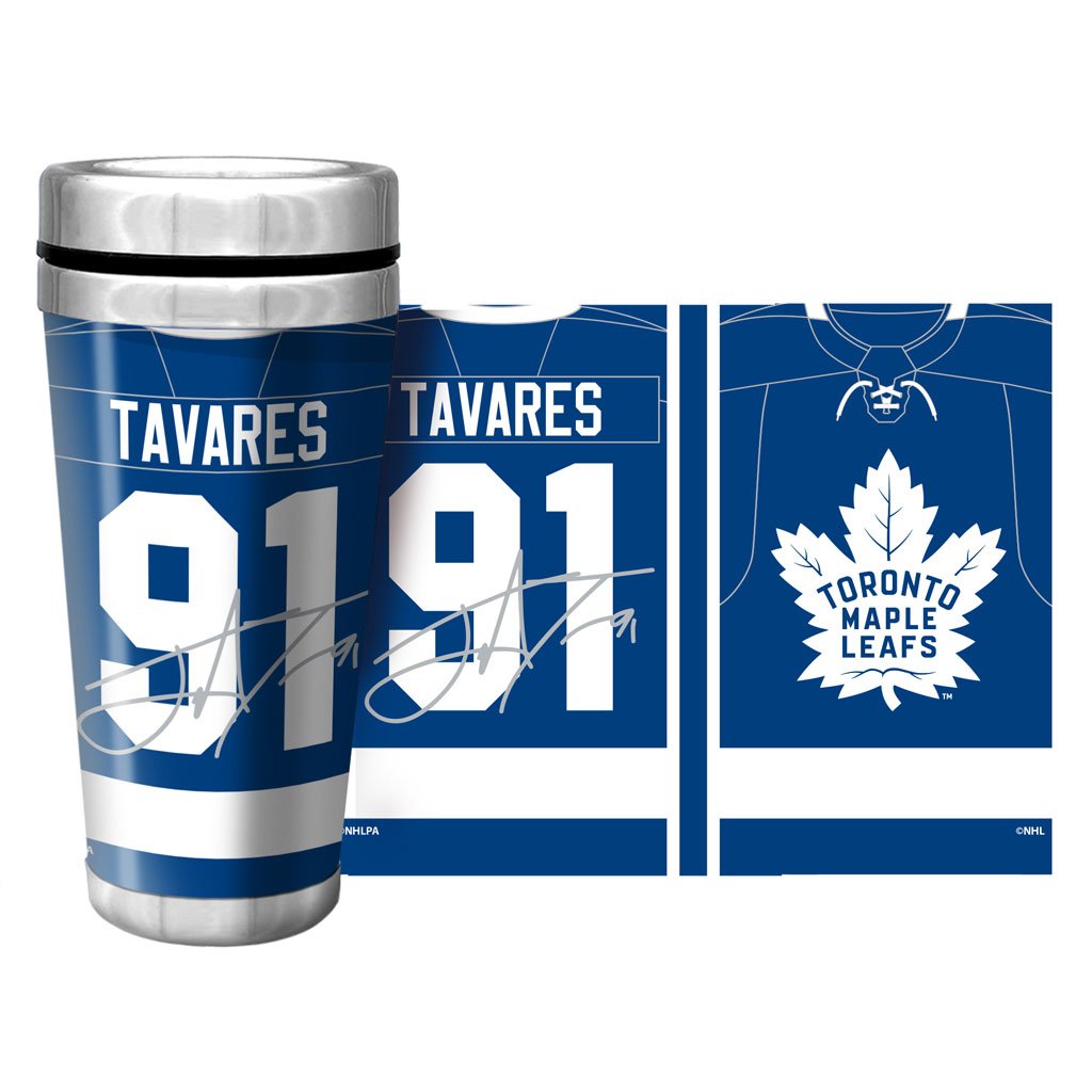 NHLPA Toronto Maple Leafs 16oz. Travel Mug Full Wrap - Tavares - Sports Decor