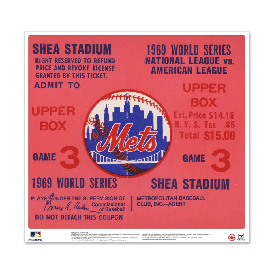 24" Repositionable W Series Ticket New York Mets Right 1969G3R