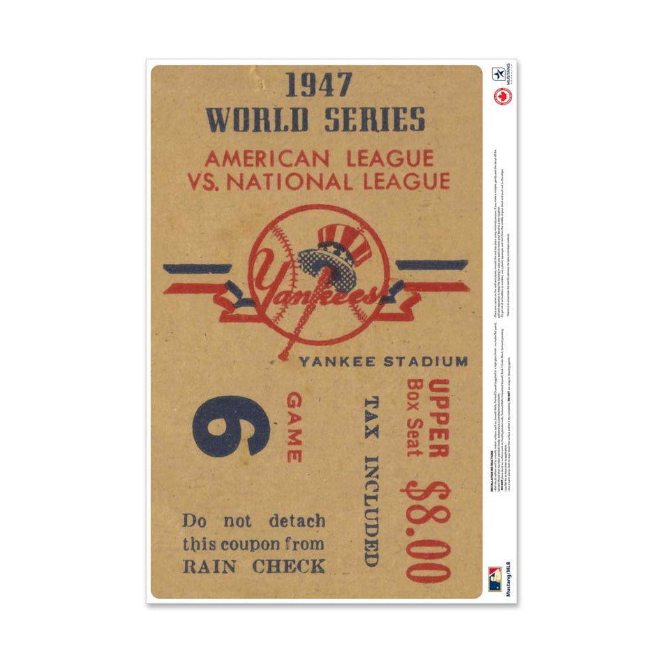 24" Repositionable W Series Ticket New York Yankees Centre 1947G6C