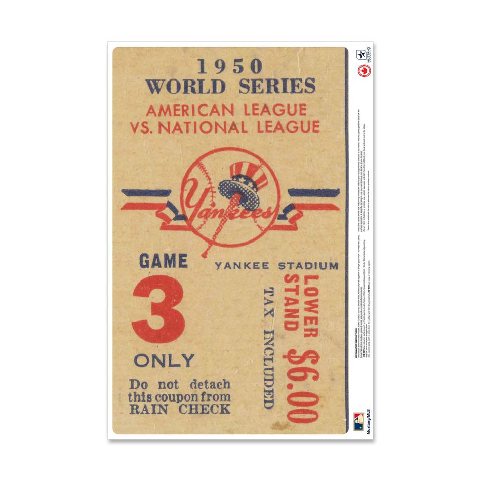 24" Repositionable W Series Ticket New York Yankees Centre 1950G3C