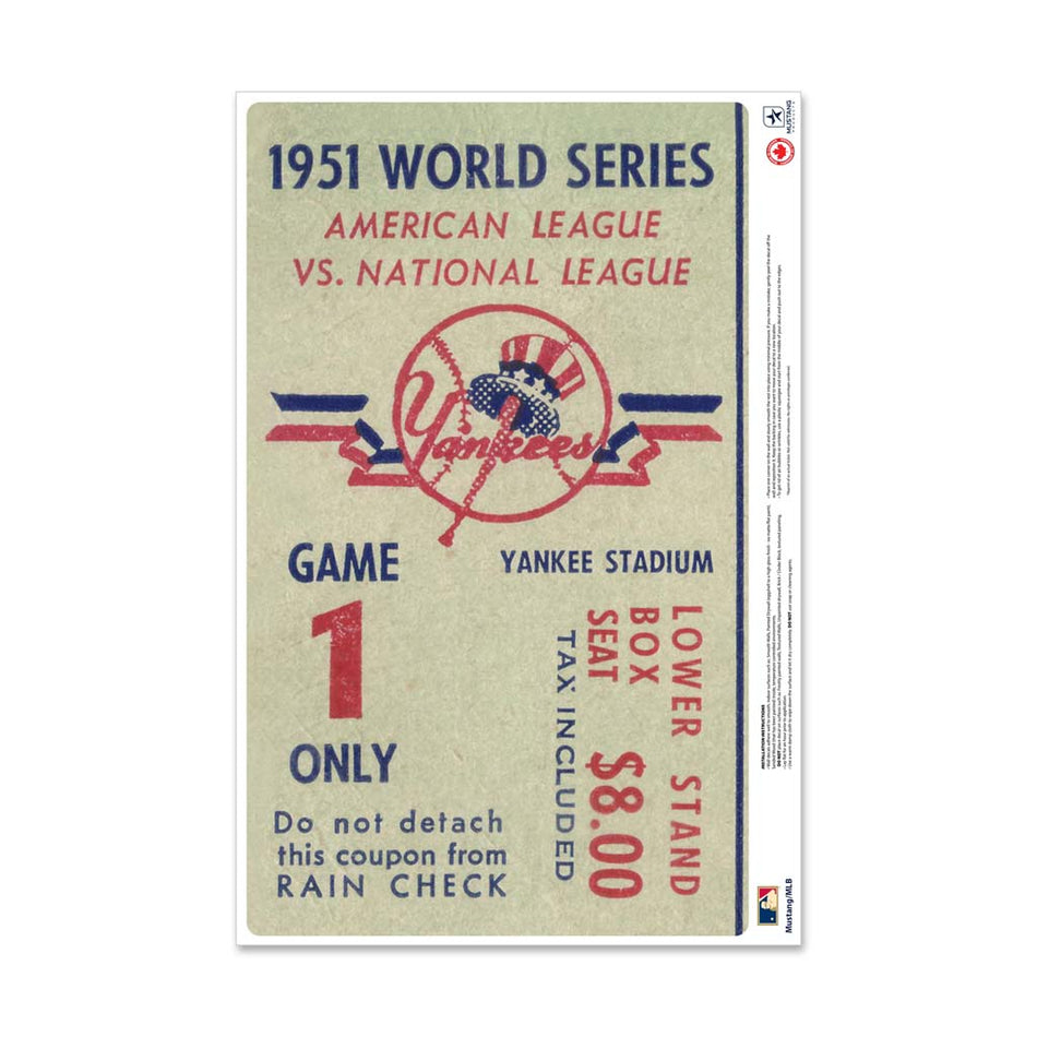24" Repositionable W Series Ticket New York Yankees Centre 1951G1C