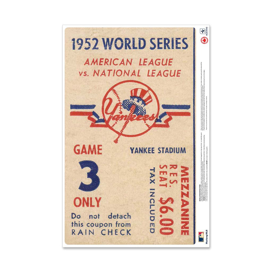 24" Repositionable W Series Ticket New York Yankees Centre 1952G3C